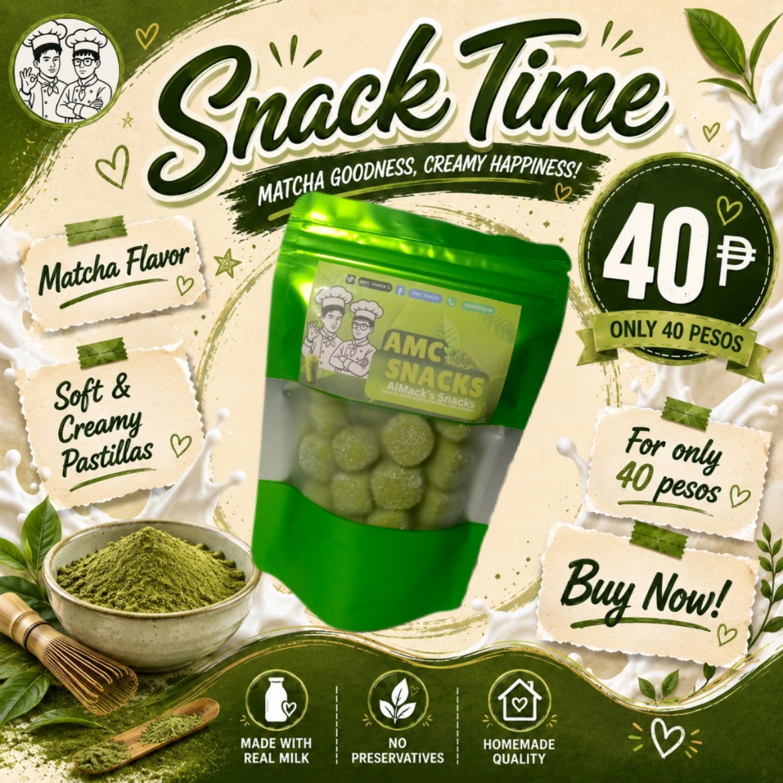 AMC SNACKS Matcha Pastillas